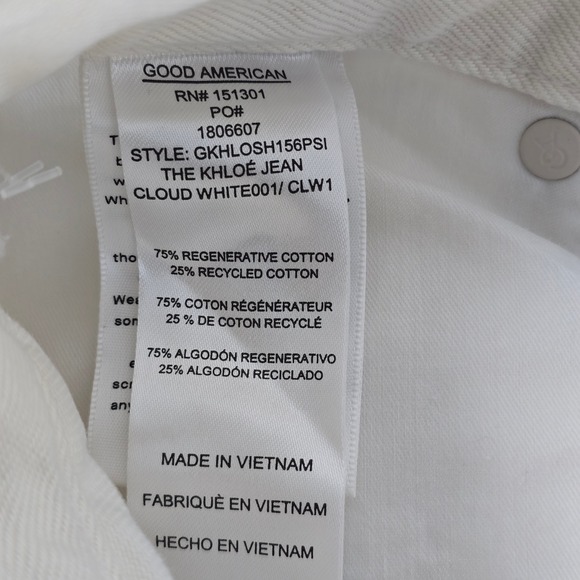 Good American The Khloe Jean Super High Rise Straight Distressed White Size 2 - Picture 9 of 10